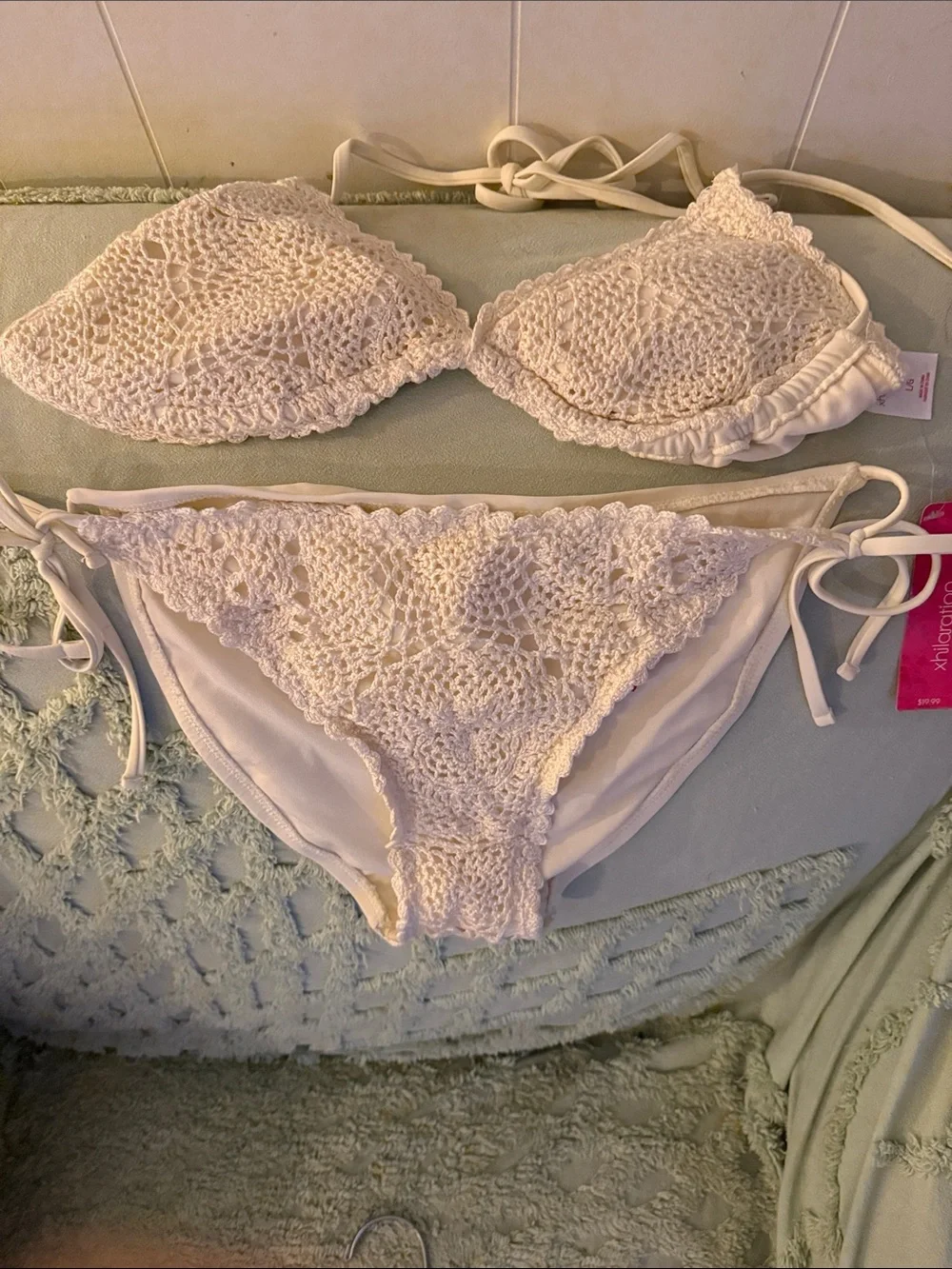 Xhilaration Cream Crochet Lace Bikini Set
